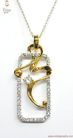 Factory wholesale Jewelry Gold Plated Brass & silver clear Cubic Zircon Dancer pendant