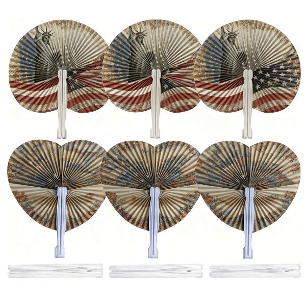 Custom Folding Fans- Round and Heart Shaped Handheld Folding Accordion Paper Fans Assortment with Plastic Handle for Wedding