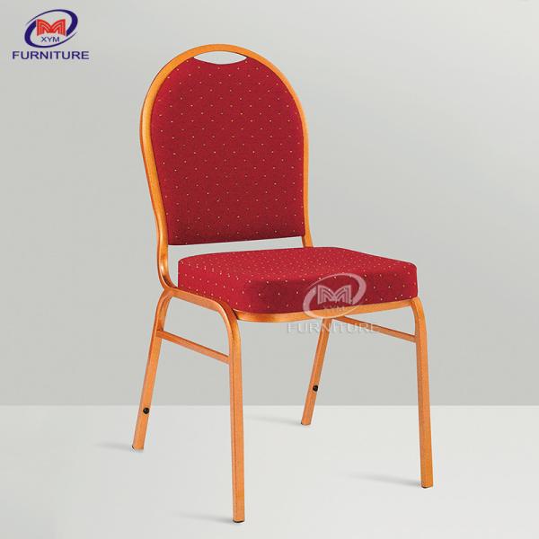 Round Back Red Fabric Hotel Banquet Chair Fire Protection Fabric Stacking Chair