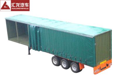 Leaf Spring Curtain Side Trailer , PVC Cover Soft Side Semi Trailer Submerged ARC Welding