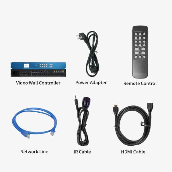 4K60 4-Screen Simultaneous Display Video Wall Controller with 1-KVM Control for Seamless Multi-Task Video Processing