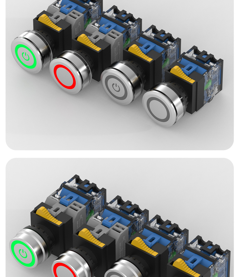 LA38 emergency stop button switch with light, self-locking and self-reset, ring light, 10A high-current power emergency stop button