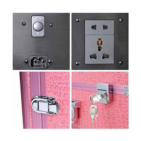 Aluminum Cosmetic Travel Case , Professional Makeup Vanity Box With Lights