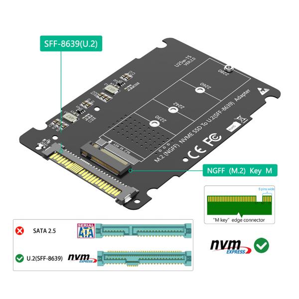 M.2 M Ключ к U.2 Карта адаптера NVME ssd к pc-e u2 sff-8639 Pcle M2 Адаптерный преобразователь для 2230/2242/2260/2280
