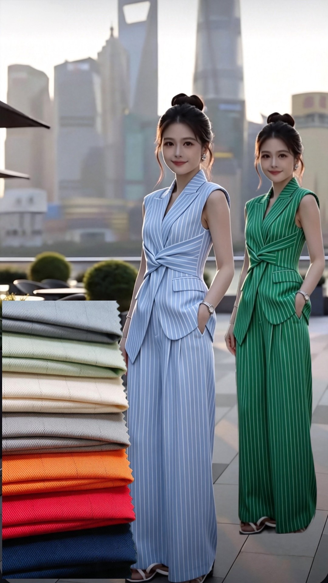 80% Polyester 20% Rayon 164gsm Yarn-Dyed Stripe Uniform Fabric for Professional Workwear