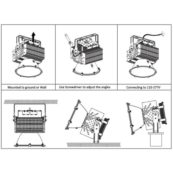 IP65/66 Industrial LED High 500w Sports Floodlights  LED Soccer Field Lighting Fixture