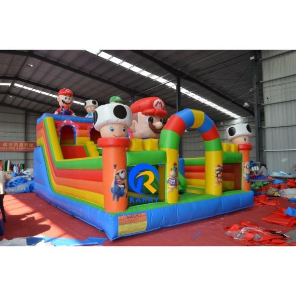 Kids Outdoor Playground Mario Theme Air Trampoline Inflatable Bouncy Castle with Slide