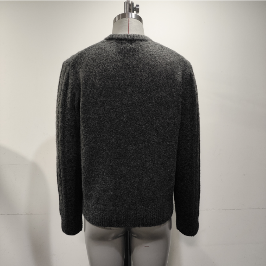 Genea Men's Knitted Cable Sweater High Neck Pullover with Anti-Pilling Thick Wool Nylon Blend for Winter