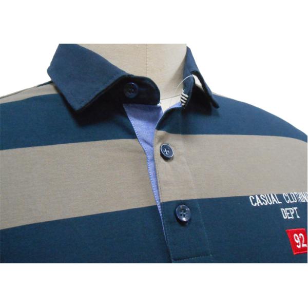 Colorful Mens Long Sleeve Striped Polo Shirts , 2 Piece Collar Mens Knitted Polo Tops