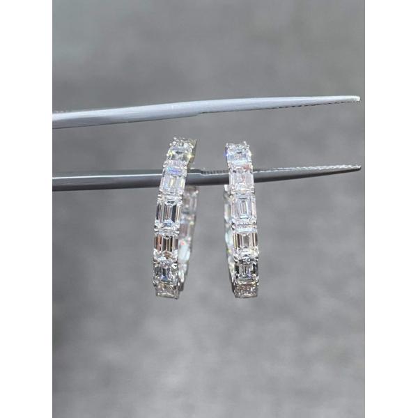 5.38ct Emerald-shaped diamond earrings DEF VVS Lab Grown Diamonds PT950