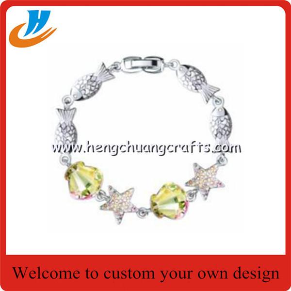 Fashion Silver Plated Jewelry DIY Butterfly Star Beaded Charm Bracelet