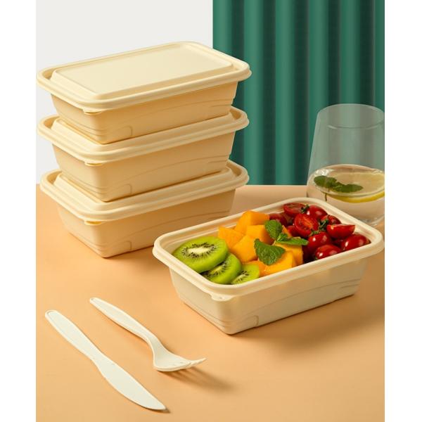 500 600ML Disposable Compostable Cornstarch Meal Lunch Box Fast Food Packaging Box