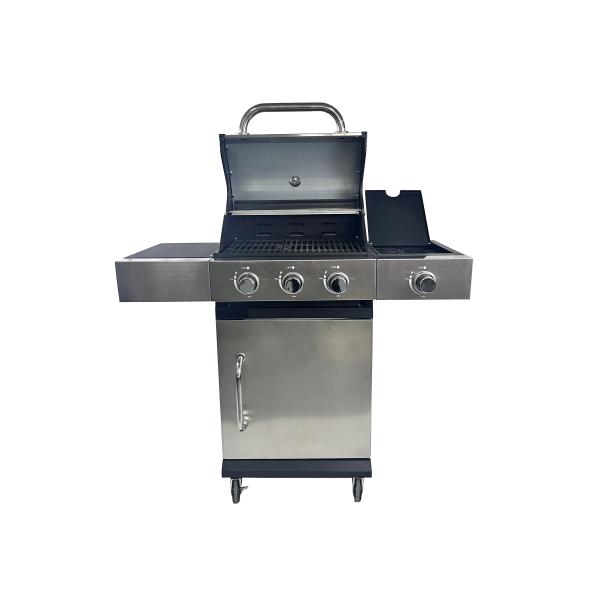 3 1 Burners Stainless Steel Gas Grill for Outdoor Cooking on 110x44x112 cm Trolley