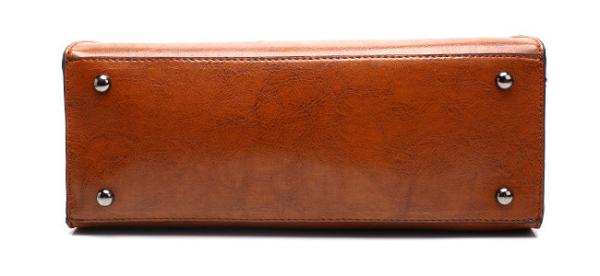 Brown Soft Tan Shoulder Pu Leather Purse Tote Bag With Zipper