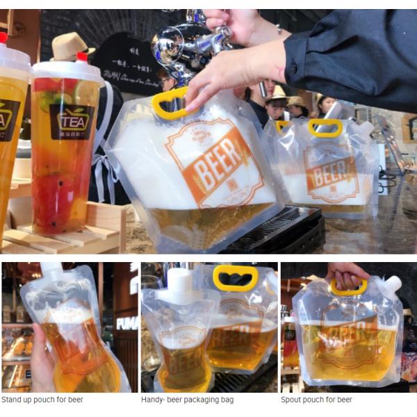 жидкости пива 3L 5L 6L сумки мешка прозрачной упаковывая с ручкой Spout