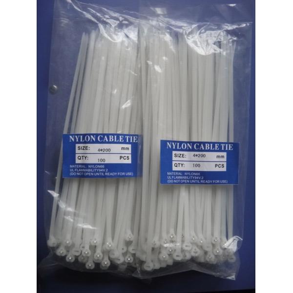 UV Proof White 12 Inch Zip Ties , Inline Low Profile Cable Ties 100 Pcs Pack
