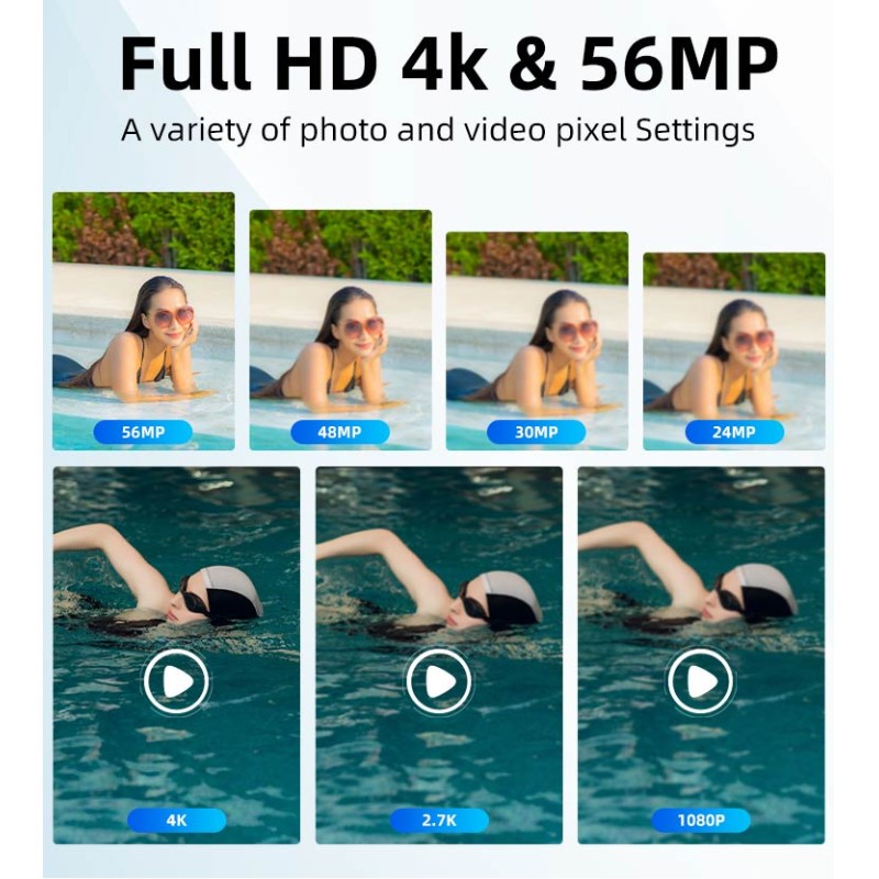 4K Waterproof Digital Camera 56MP Dual Screen 18X Zoom 10FT Underwater Camera for Diving Snorkeling Sports Camera