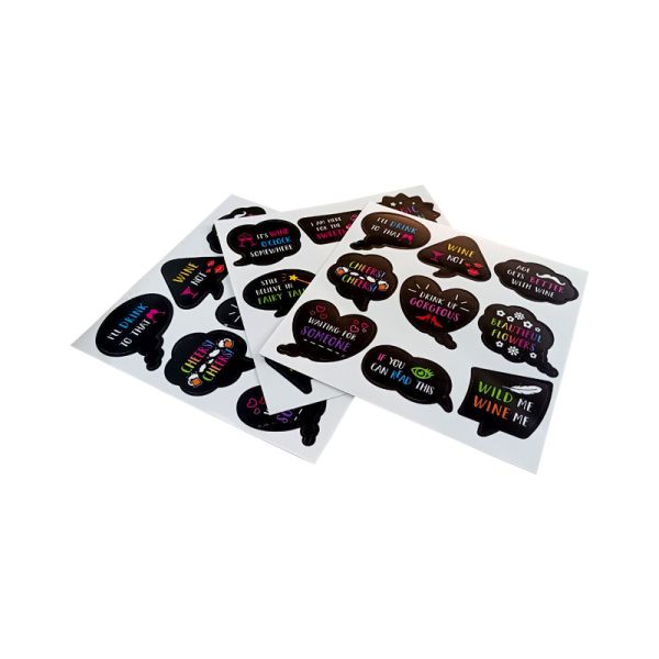 Custom Kiss Cut Self Adhesive Label Sticker Of Wine Beer Glass Waterproof