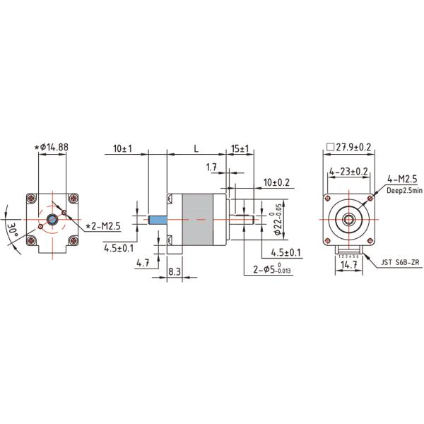 Мотор 28mm высокого вращающего момента NEMA 11 небольшой Stepper 1,8 градуса шагает угол