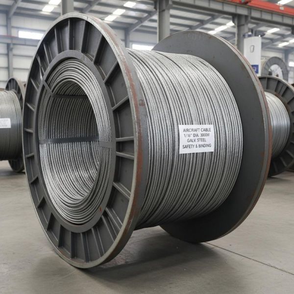 Galvanized Steel Aircraft Cable 1/16 Diameter 3000m Length with 1770 MPa Tensile Strength for Safety Protection