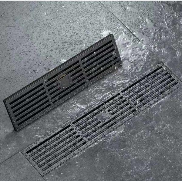 Matte Silver Stainless Steel Linear Shower Drain With Removable Pattern Grate