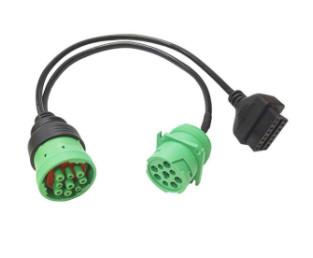 OEM Type 2 Green J1939 9 Pin Deutsch To Obd2 Cable Connector For Truck Reader