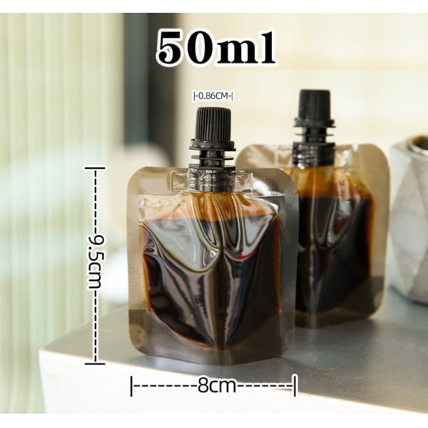 Disposable Black Spout Pouch Suction Nozzle Clear Small Plastic Bag Bolsas Para Jugos Liquidos Spout Pouch