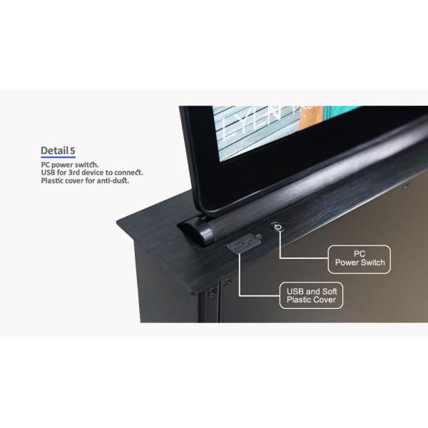 Brushed Aluminum Motorized Retractable Monitor For Video Conference Room