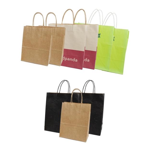 Customized printing of logos on paper bags eco-friendly and recyclable disposable food packaging kraft paper bags