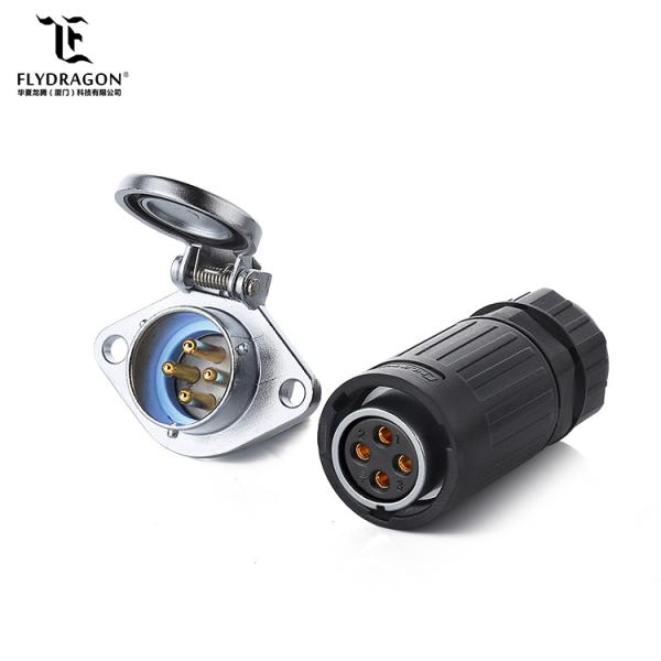 YA Series M20 4Pin Automotive Electrical Connector IP67 Zinc Alloy Shell Male Plug Self Locking Socket for Power Cable
