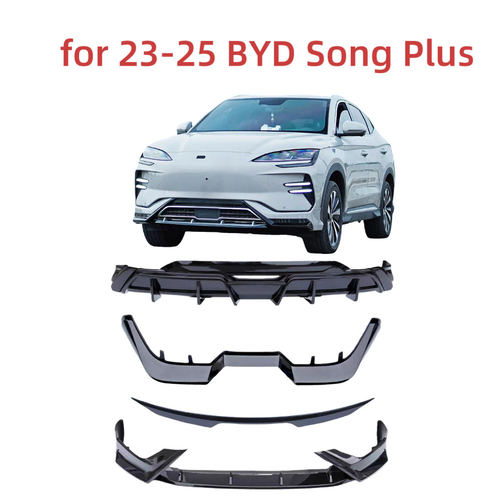 Compatible 2017-2020 BYD Song PLUS Front Splitter Body Kit Rear Spoiler Rear Bumper Tail Lip Front/Rear Lip Plastic ABS