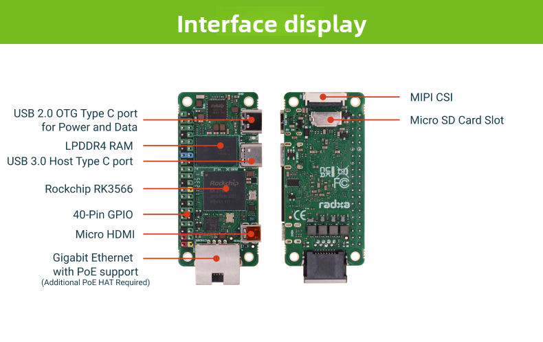 Radxa Zero 3E Single-Board Computer RK3566 Quad-Core CPU Development Board for GPU Racing Drones Accessories Supports Drone