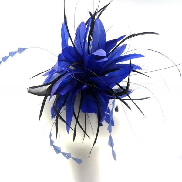 Stripped Coque Feather Flower Headband , Dyed Carnival Feather Headpiece