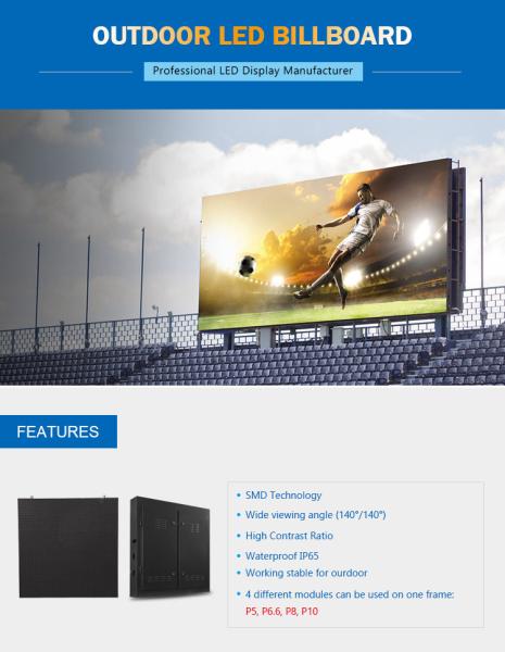 Factory Waterproof IP65 High Brightness Advertising Outdoor P4 P5 P8 P10 LED Display Screen
