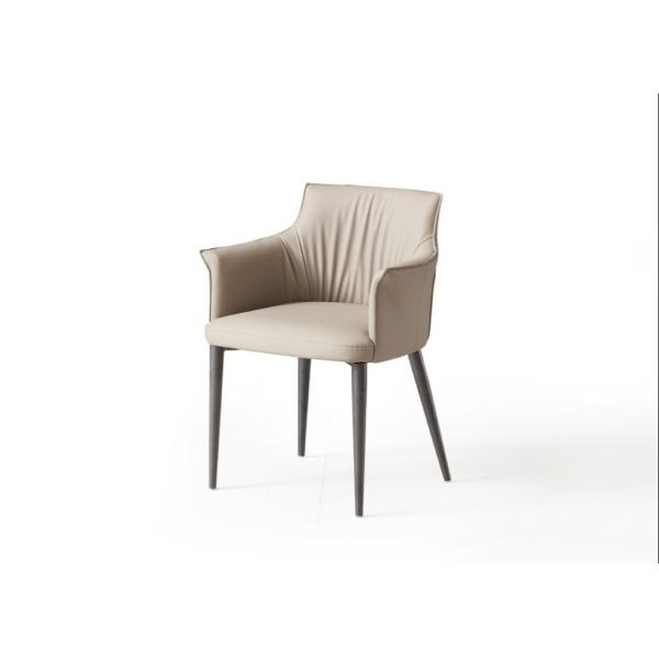Dining Chair Steel Leg With Arms , Steel And Leather Dining Chairs