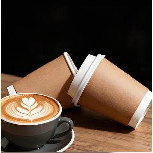 Tazas de papel Kraft de color marrón impreso personalizado 8oz 12oz 16oz 20oz Tazas de papel de pared dobles