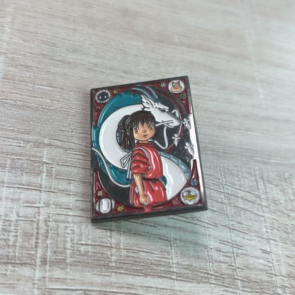 Studio Ghibli Spirited Away Chihiro with Haku Dragon Enamel Pin, Anime Character Collectible Badge
