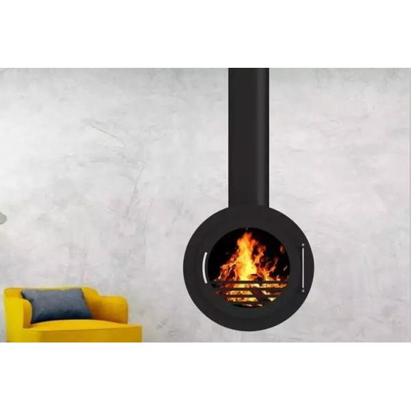 Камины острой древесины овала плиты виллы установленные потолком горя стальные вися