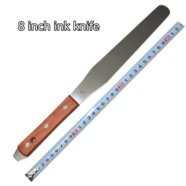 Stainless steel 8 inch belt boring oil knife (wood handle) ink knife knives paint knife paint coating knife mixing