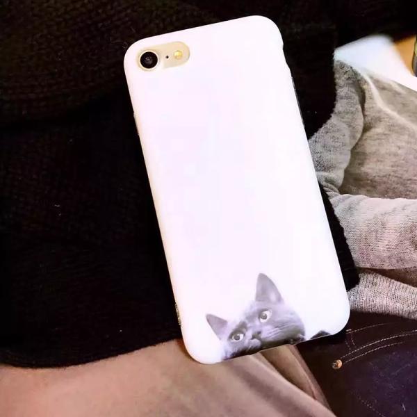 Soft TPU IMD Made Super Slim 0.8mm Cute Cat Hide To Seek Image Back Cover Cell Phone Case For iPhone 7 6s Plus