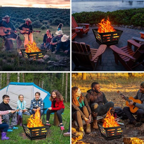 17 Portable Fire Pit,Outdoor Wood Burning Fire Pit BBQ Stove with Carrying Bag for Camping