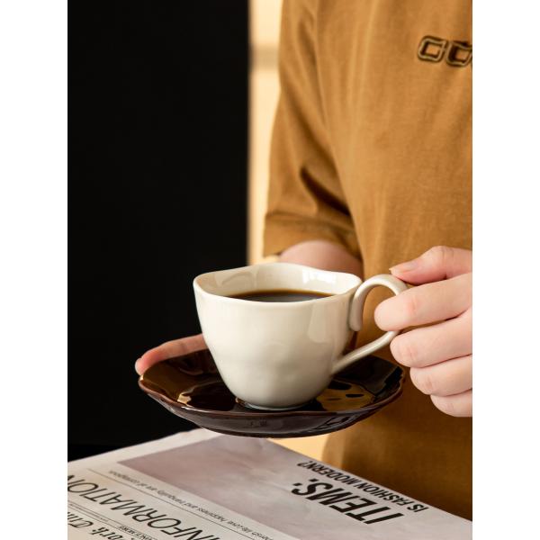 Novelty Design Style Handmade Ceramic Coffee Cups And Saucers For Sustainable