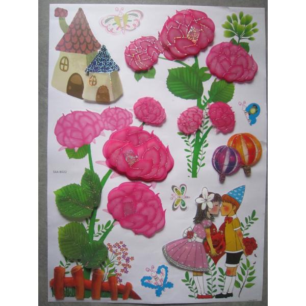 PVC / Vinyl / Paper Colorful 3286 3d Wall Decoration Stickers for Wedding Decoration