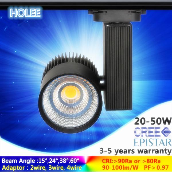 10W -50W 4000K AC230V 3-fase euro white/black COB led track light 10° to 60° beam angle