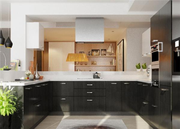 PRIMA Customized MDF Kitchen Cabinets Modern Style With Quartz Stone Countertop