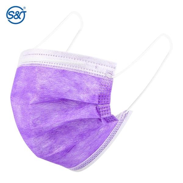 S&J disposable medical surgical face mask 3-ply non woven protective colorful medical surgical face mask