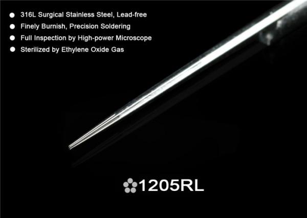 0.35mm 0.30mm 1205RL 5 Round Liners Sterile Tattoo Needles 5RL Pre - Made Textured Tattoo Needles Soldered On Bar