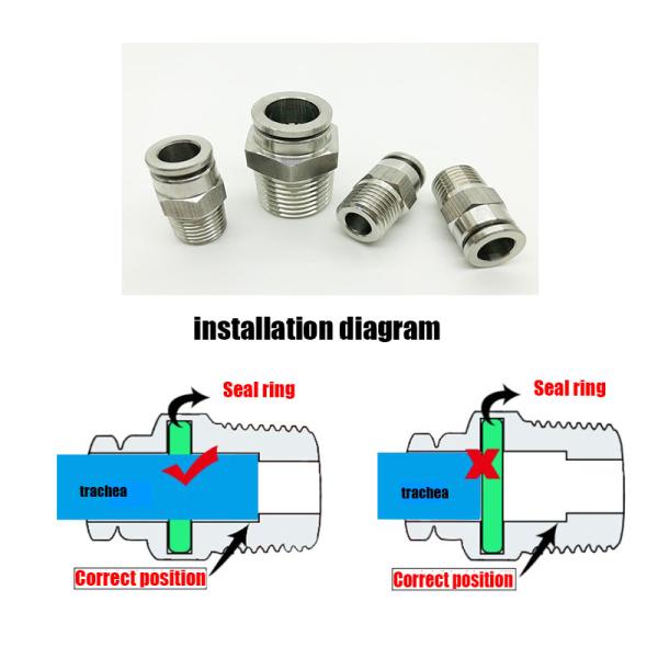 Push In Quick Connect Air Fittings Pneumatic Pipe Fittings Copper Nickel Plating