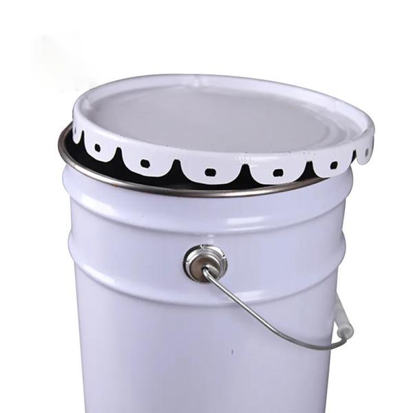 Embossed Printing Rust Resistant White Metal Paint Bucket And Lid Removable