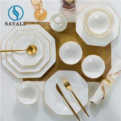 Gold Rim Gloss Glaze A Grade Contemporary Dinnerware Sets For Wedding